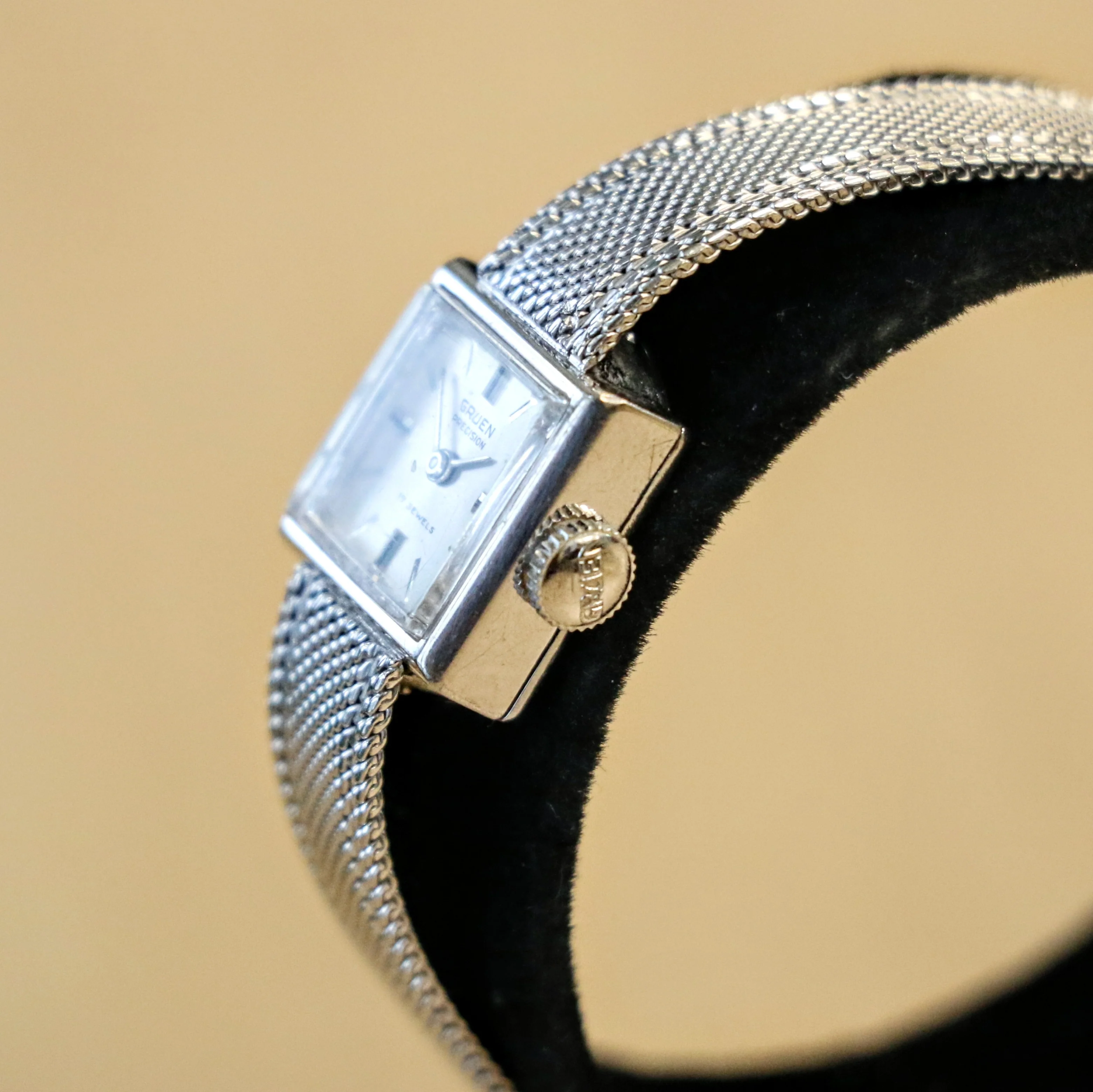 1950's GRUEN Precision Ladies Watch Cal. 258R 17 Jewels Swiss Wristwatch - Mesh Bracelet - Image 7