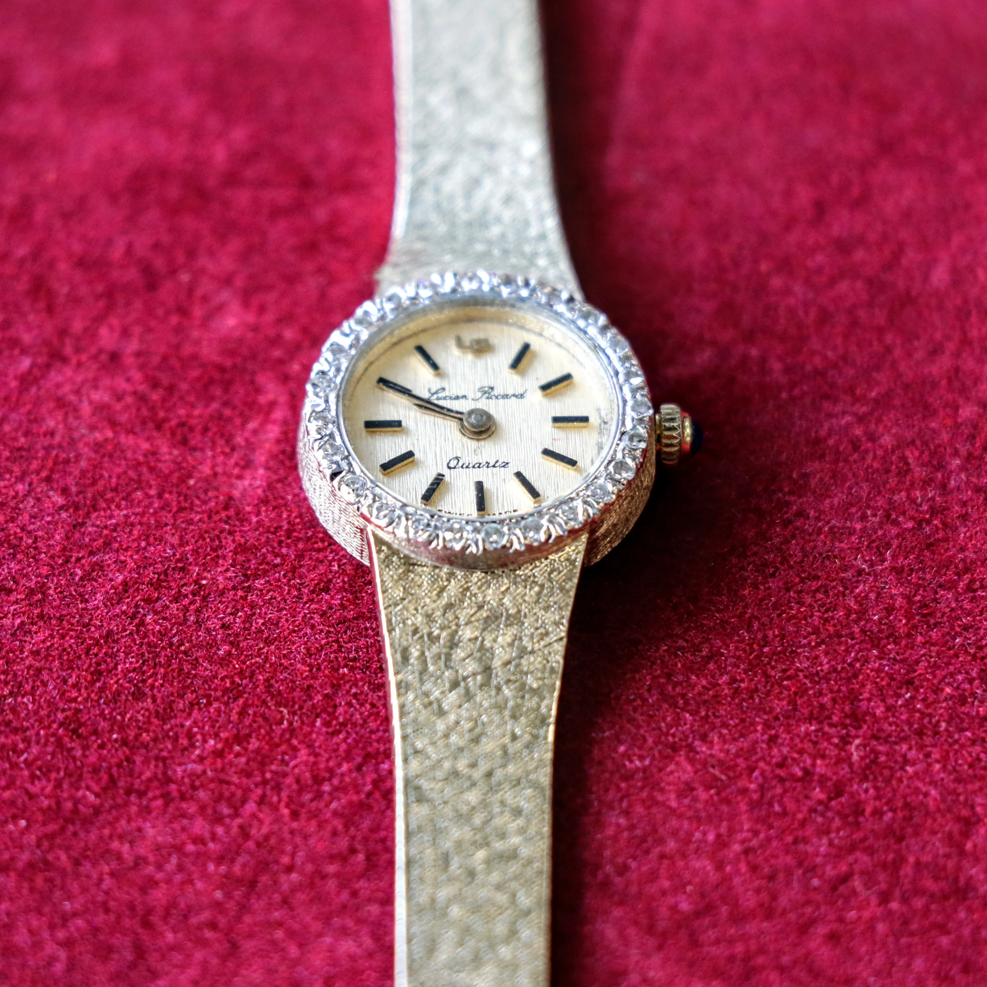 Ladies LUCIEN PICCARD Quartz Watch - ALL 14K Solid GOLD & Diamond Bezel Swiss Vintage Wristwatch - Image 6