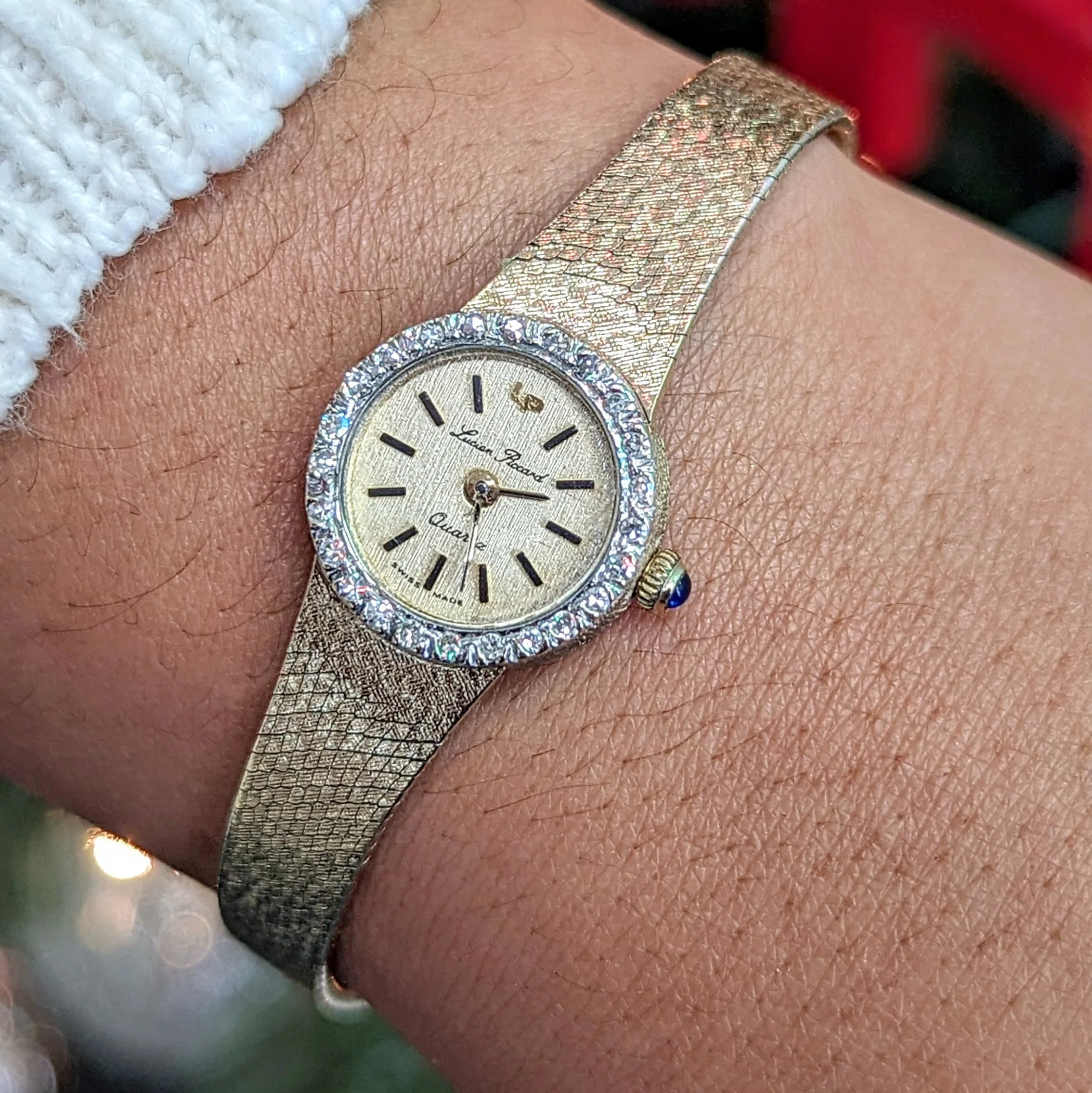 Ladies LUCIEN PICCARD Quartz Watch - ALL 14K Solid GOLD & Diamond Bezel Swiss Vintage Wristwatch - Image 8