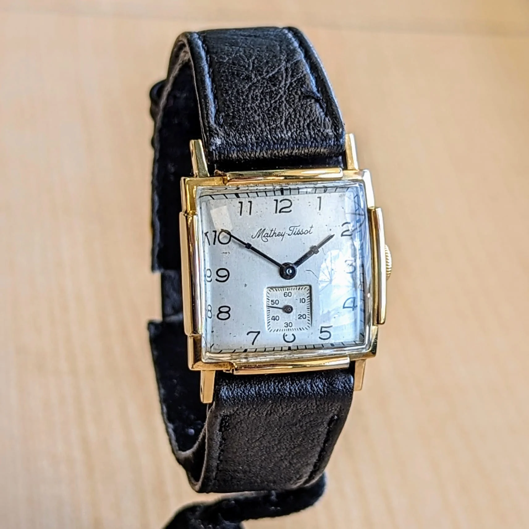 Vintage MATHEY-TISSOT Watch 17 Jewels Swiss Wristwatch 10K GF Square Case - Image 2