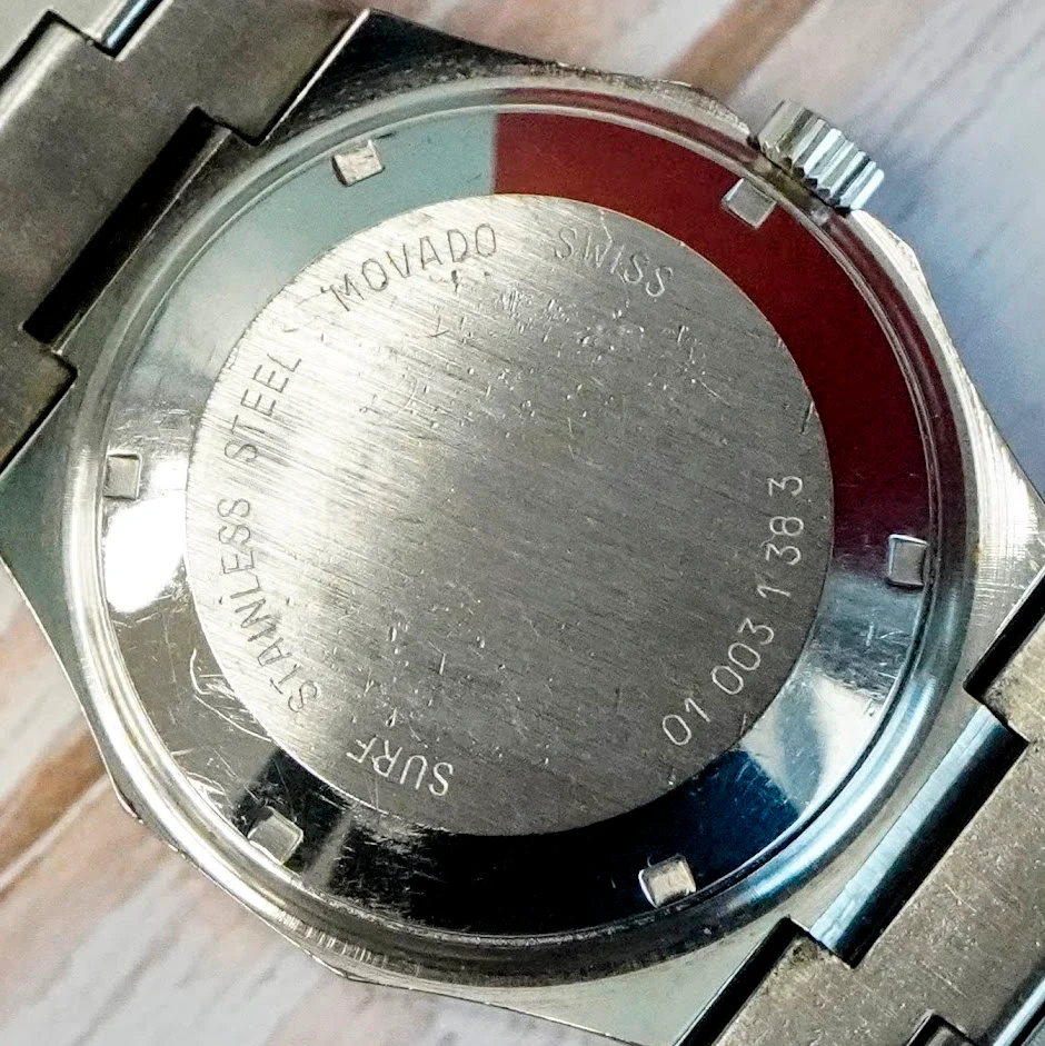 Vintage Movado Surf Automatic Watch Date Green Dial 36mm TV-Shaped ALL S.S. Original Bracelet - Image 9