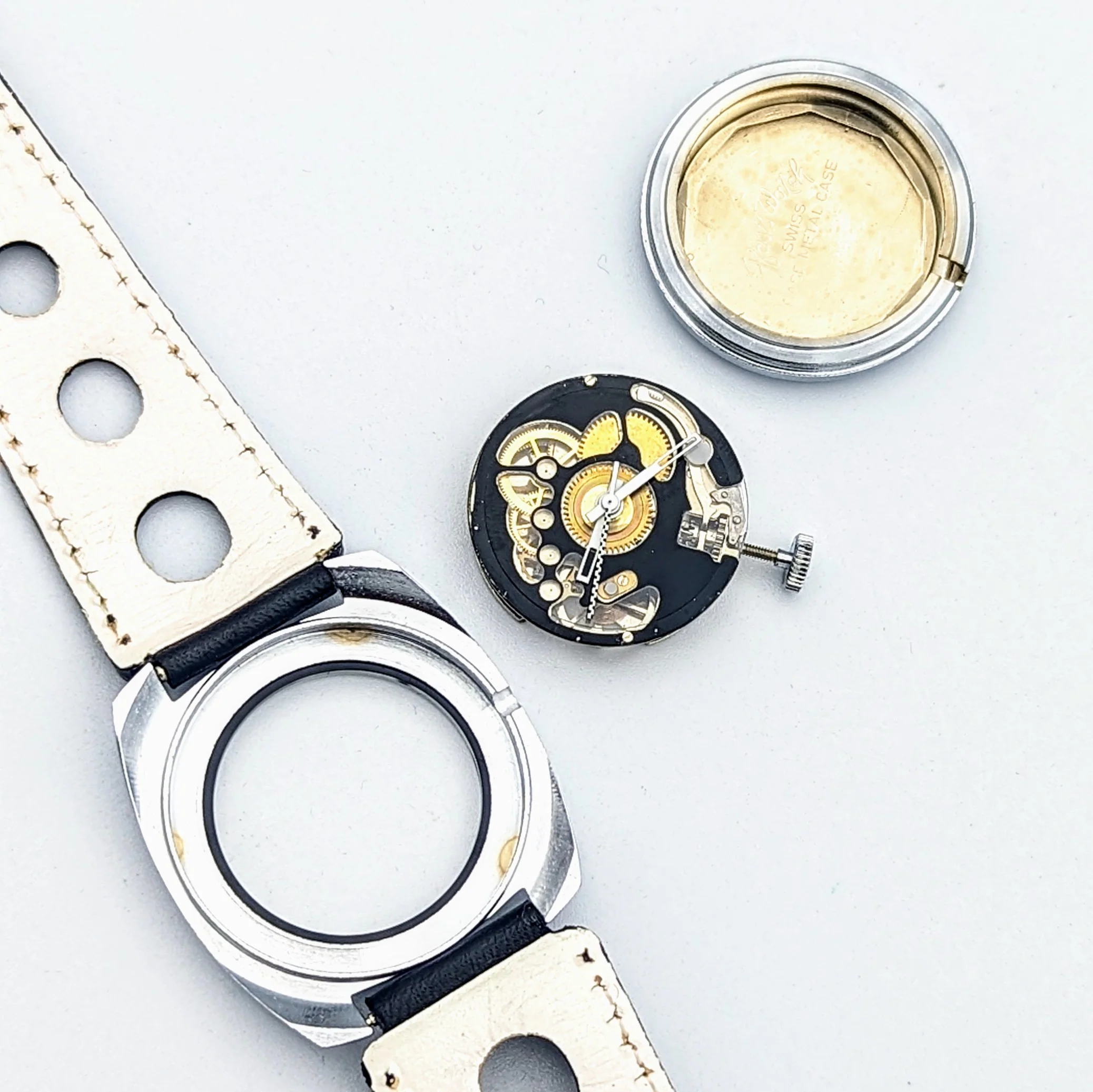 Vintage ORION Wristwatch Skeleton Design Watch Swiss Movement 1 Jewel Orig Strap - Image 7