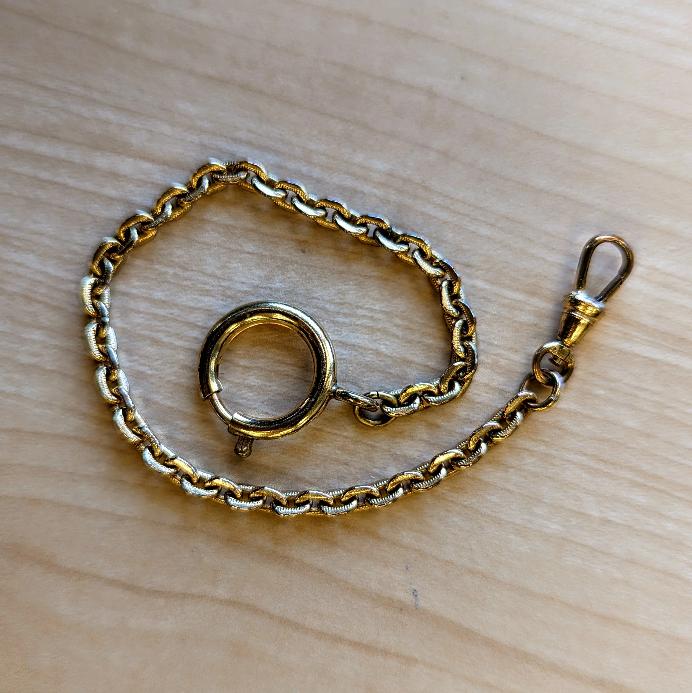Vintage Pocket Watch Chain Men's Textured Link Chain Gold Tone - Image 5