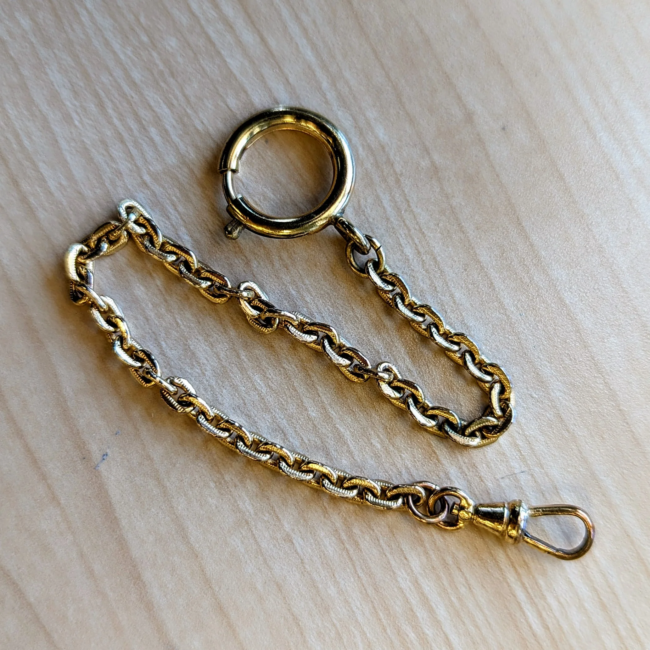 Vintage Pocket Watch Chain Men's Textured Link Chain Gold Tone - Image 6