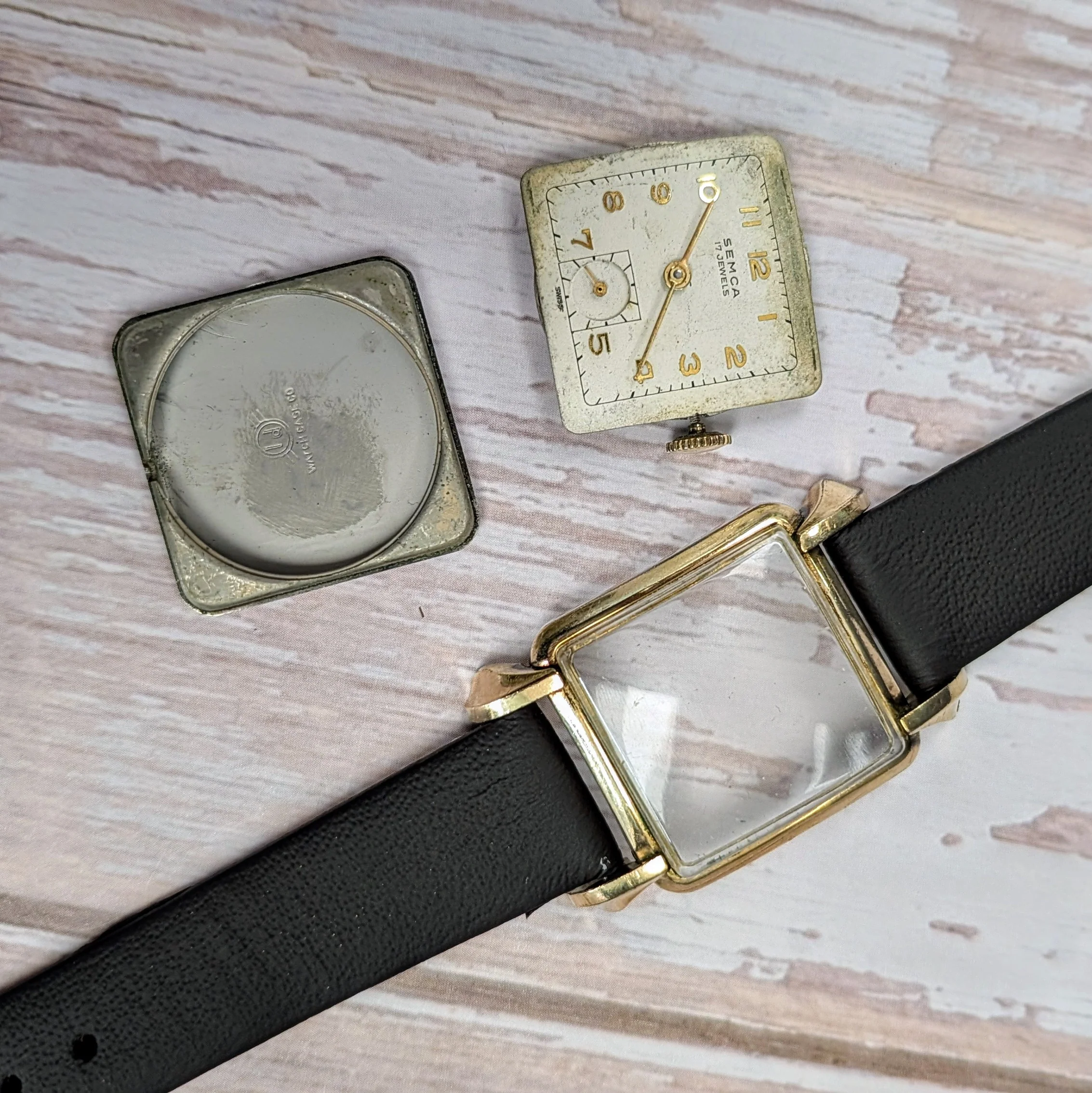 Vintage SEMCA 17 Jewels Watch Tank Case & Fancy Lugs Swiss Made Wristwatch - Image 10