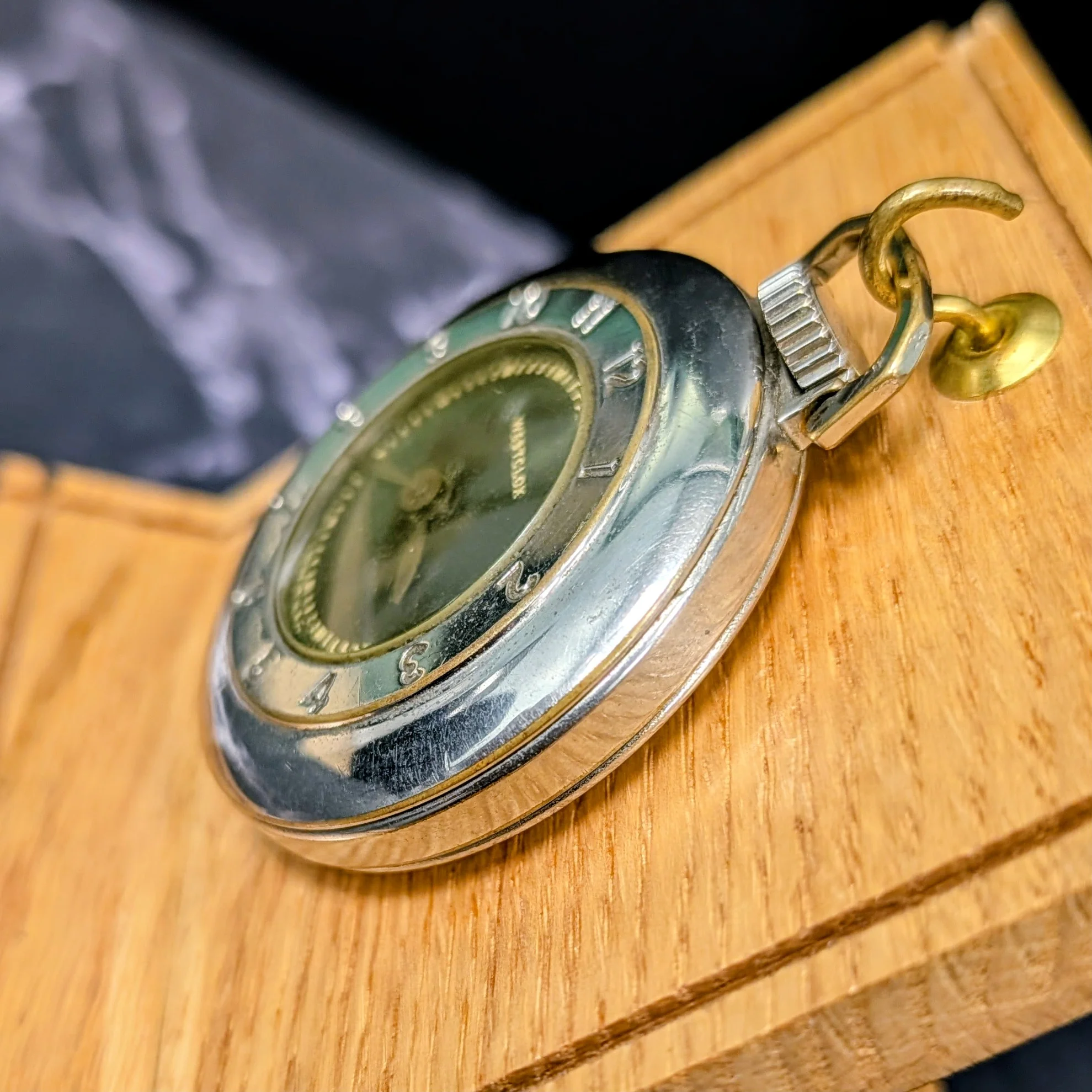 Vintage Westclox Pocket Watch USA Made – Dark Green Dial – Manual Wind - Image 6