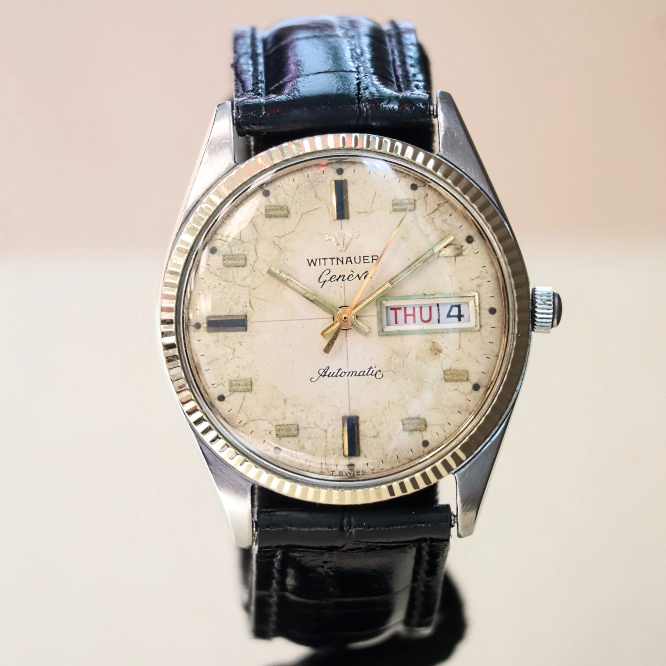 Vintage WITTNAUER Automatic Watch 17 Jewels D11KAS-1 Day/Date Wristwatch 10K Gold Cap - Image 2