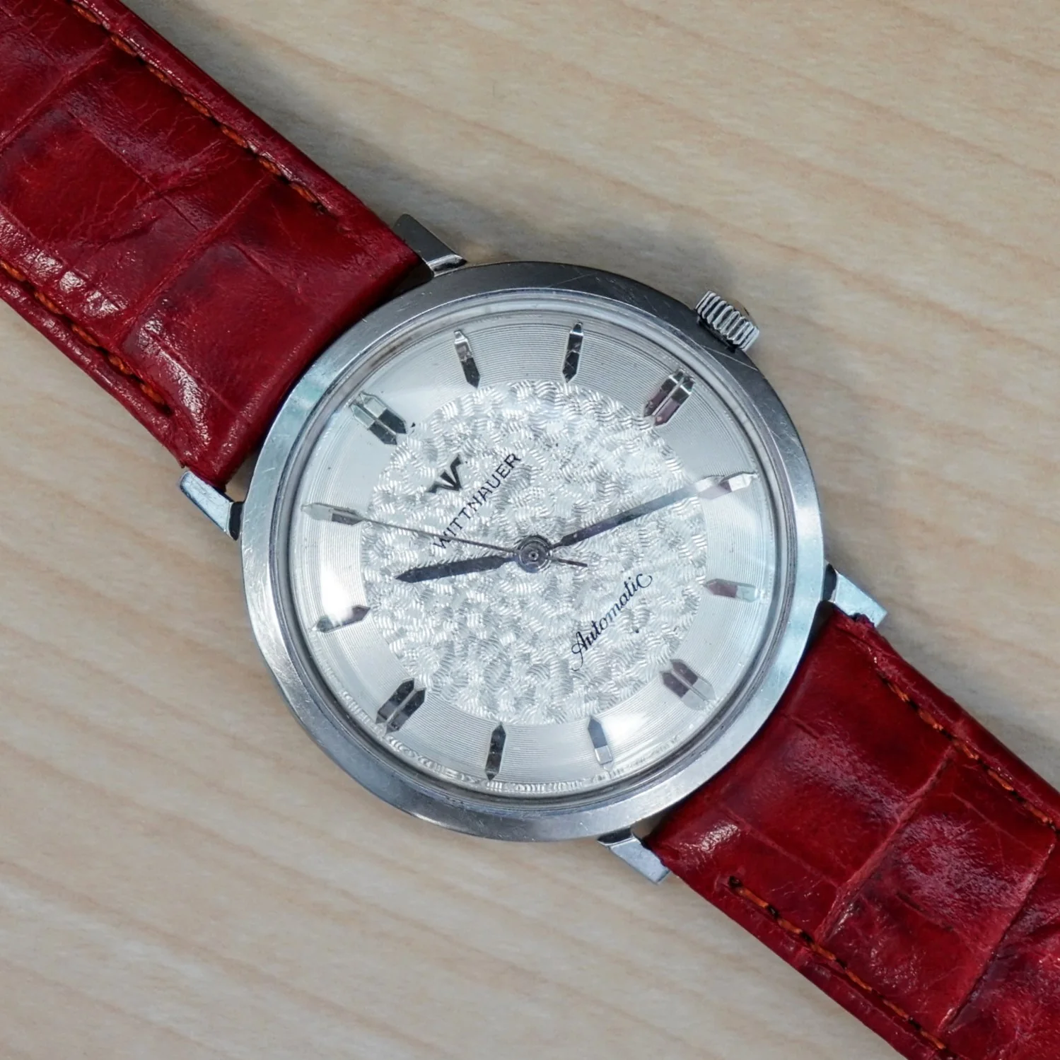 Vintage WITTNAUER Automatic Watch Fancy Dial ALL S.S. Round Case 33mm - In Box! - Image 14