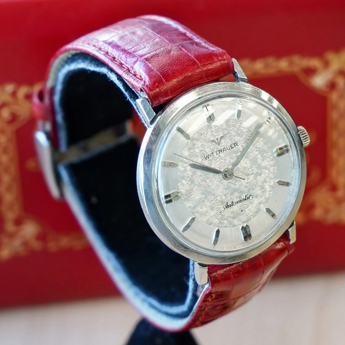 Vintage WITTNAUER Automatic Watch Fancy Dial ALL S.S. Round Case 33mm - In Box! - Image 6