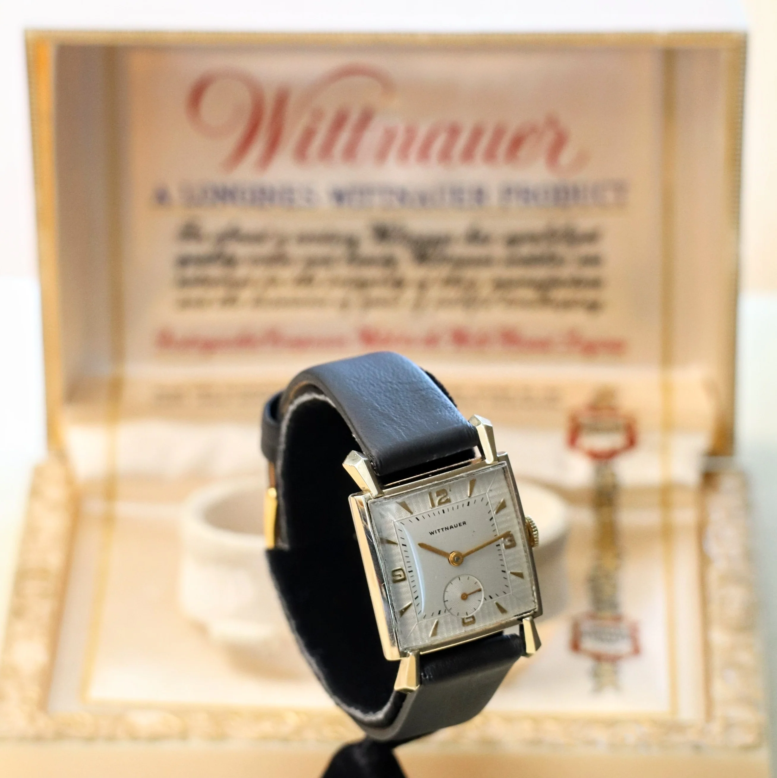 Vintage WITTNAUER Watch 17 Jewels Cal. REVUE 76/3 10K Yellow G.F. - In BOX! Swiss Wristwatch - Image 3