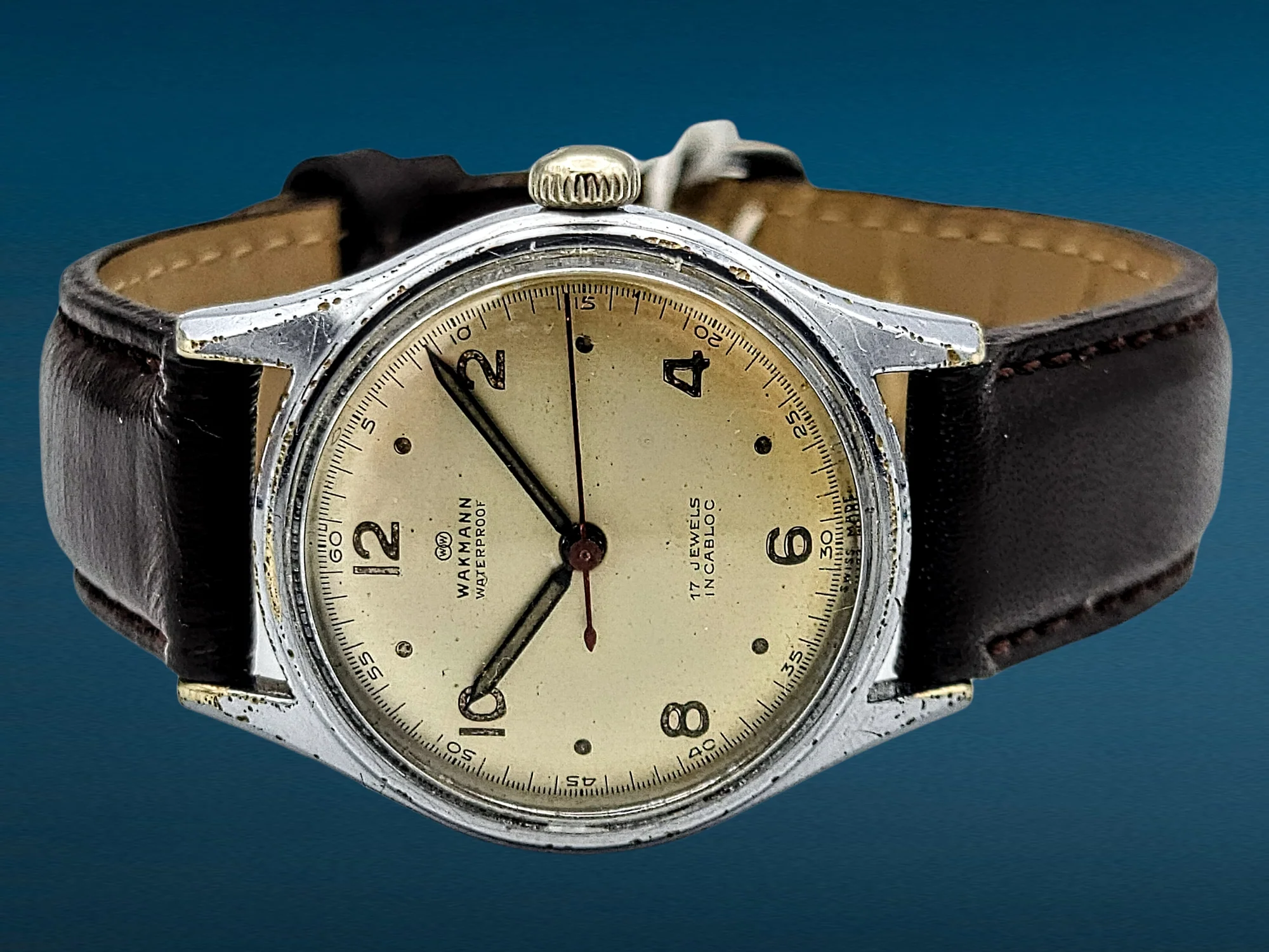 WAKMANN Watch Military Style Cal. BOREL FILS ET Cie. ETA 1080 17 Jewels Swiss - Image 9