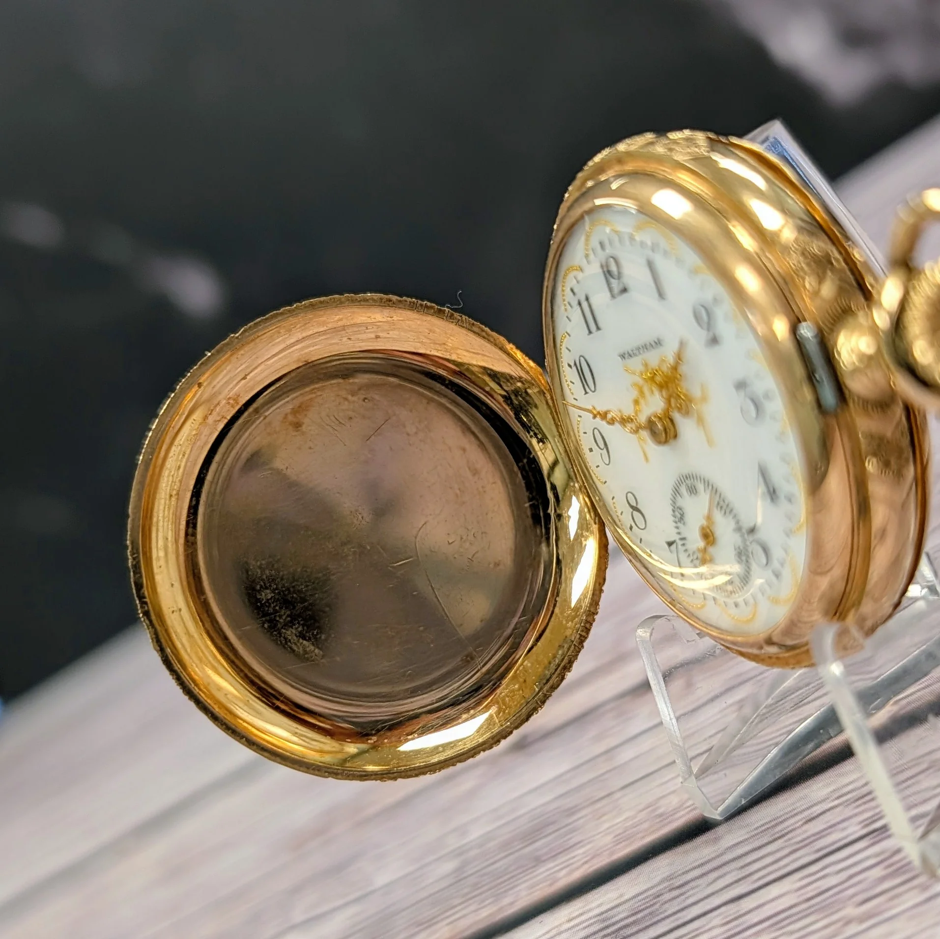1903 Lady Waltham Dress Pocket Watch 14K Gold Hunter Case 0s 16 Jewels - Image 7