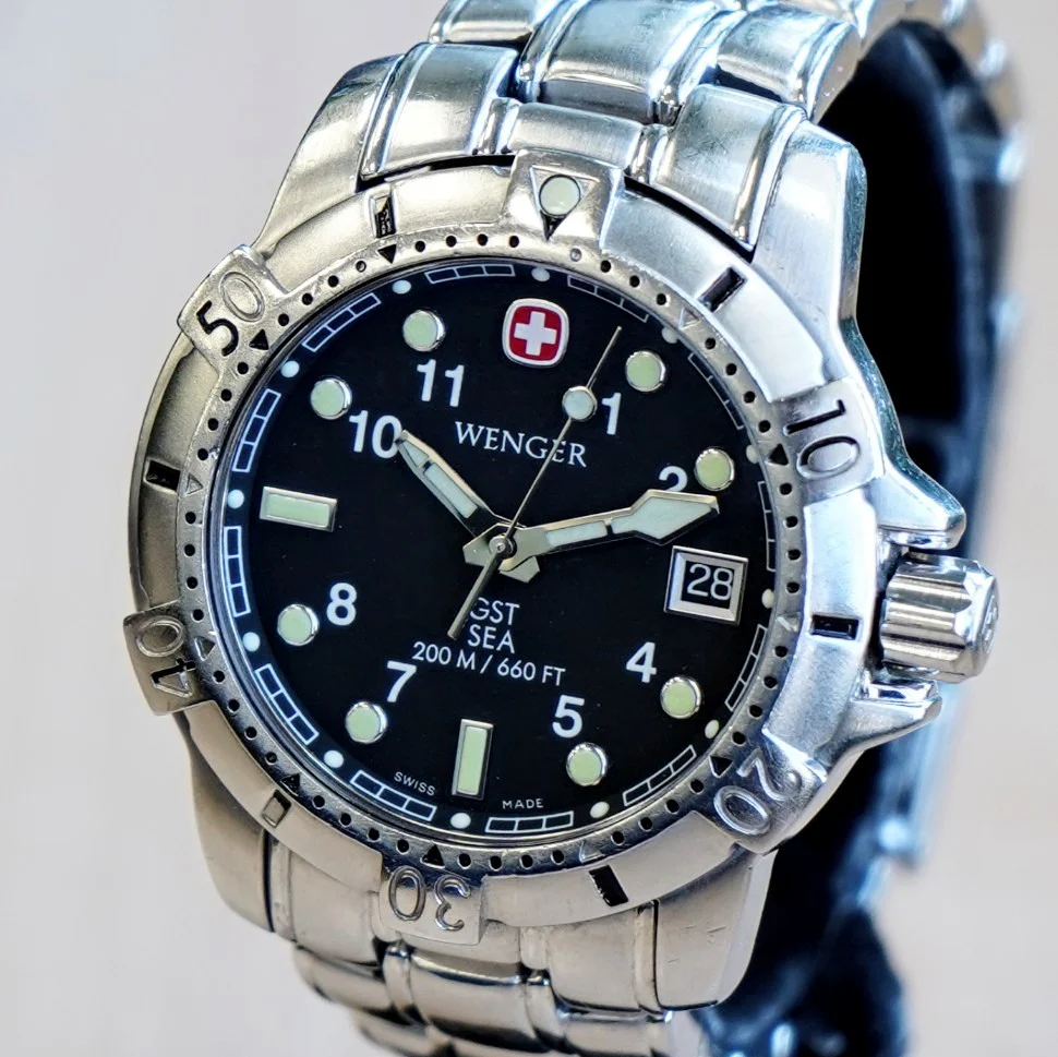 WENGER GST SEA Diver Watch 200M / 660FT Date ALL S.S. Quartz Wristwatch - 259.0419 - Ref. 78529 - Image 6