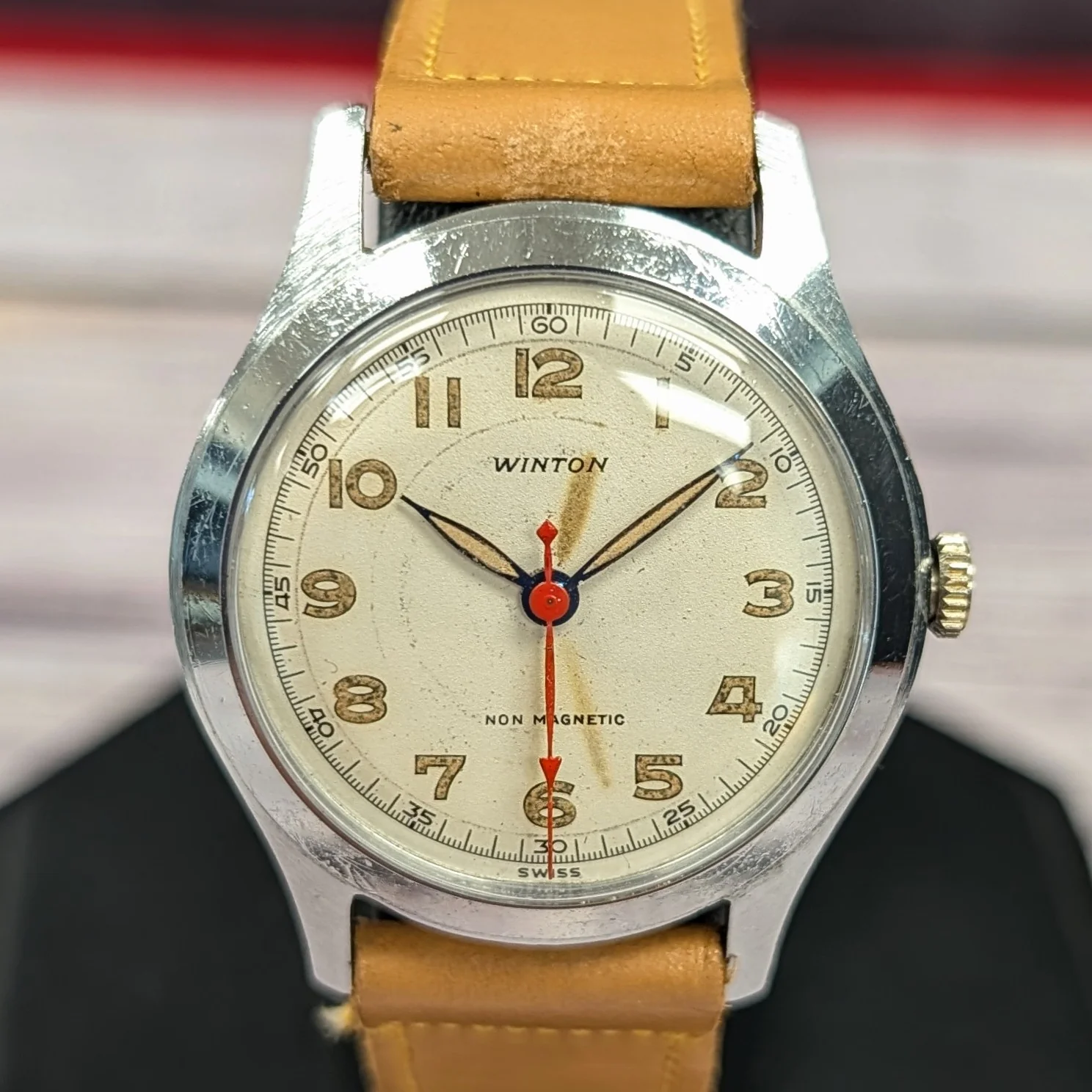 Vintage Winton Military Watch 32mm 7 Jewels Lanco Movement Swiss Made Wristwatch