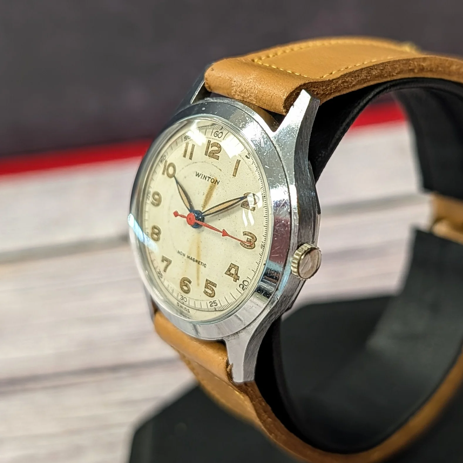Vintage Winton Military Watch 32mm 7 Jewels Lanco Movement Swiss Made Wristwatch - Image 4