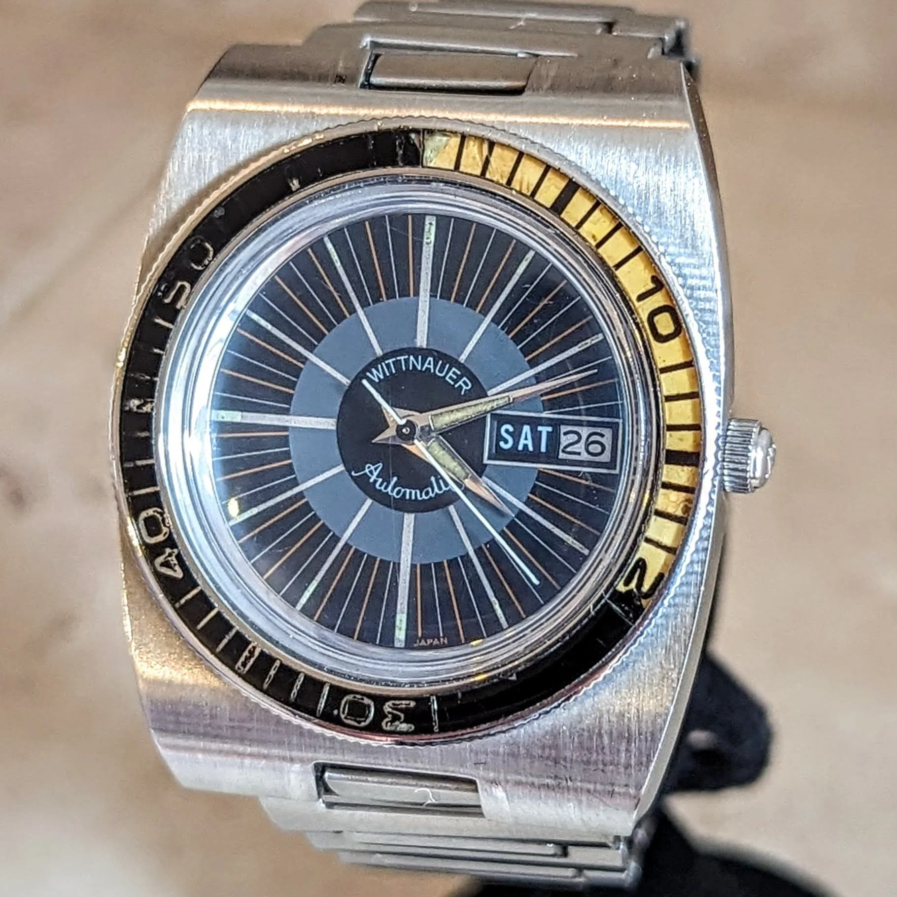 WITTNAUER Dive Automatic Wristwatch 1003-W100 17 Jewels Vintage 1970s Watch - Image 7