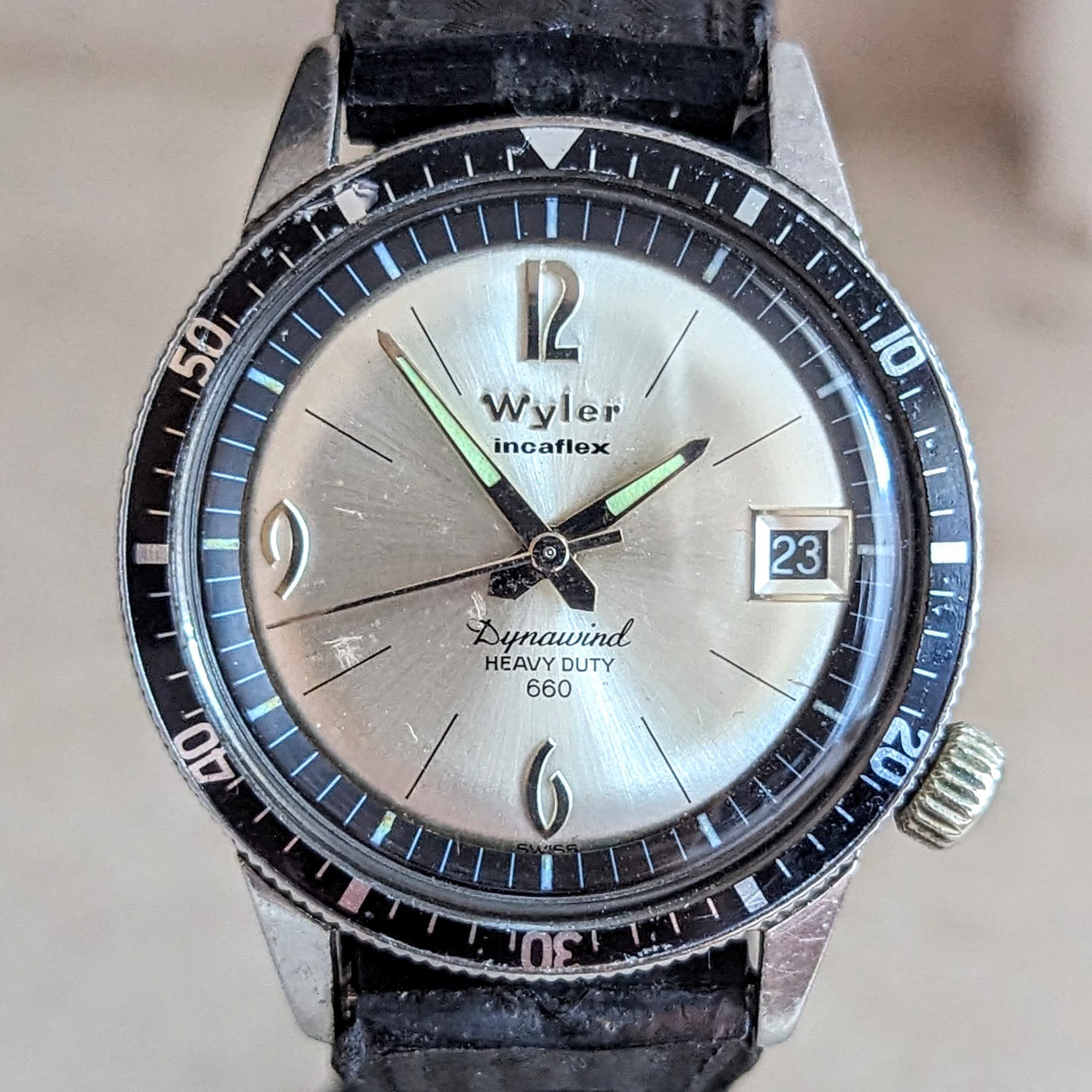 WYLER Incaflex Dynawind Heavy Duty 660 Diver Watch 17J Cal. ETA 2472 Wristwatch - Image 4