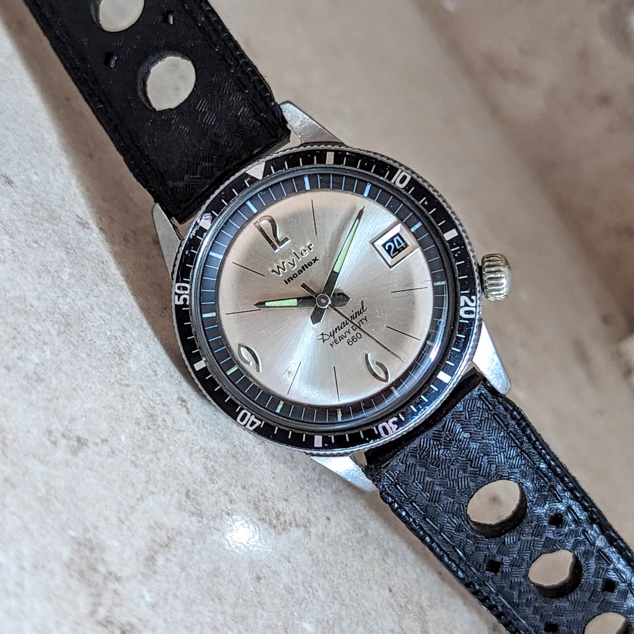 WYLER Incaflex Dynawind Heavy Duty 660 Diver Watch 17J Cal. ETA 2472 Wristwatch - Image 9